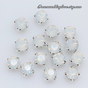 4mm Chaton montees Rhinestones Sliver set-- sew on glass Crystal beads Multicolors in Silver setting Craft Supplies image 7