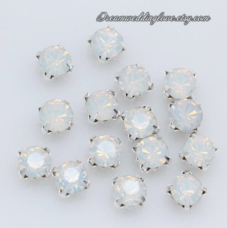 4mm Chaton montees Rhinestones Sliver set-- sew on glass Crystal beads Multicolors in Silver setting Craft Supplies image 7