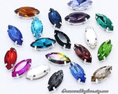 VC Fluorescent Horse Eye Sew on Rhinestone Navette Sewing Diamond Glass Diamond Flatback DIY