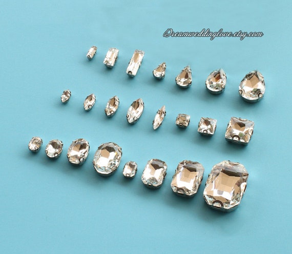  Crystal Siam Oval Shape Glass Material Sew On Rhinestones 4  Sizes Sewing Rhinestone Glitter Stass For Wedding Dress Bags Nail Stones  and Gems ( Color : With Silver Setting , Size : 13x18mm-8pcs )