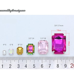 Octagon Sew on Crystal 10x14mm 13x18mm in Silver Color Prong Setting