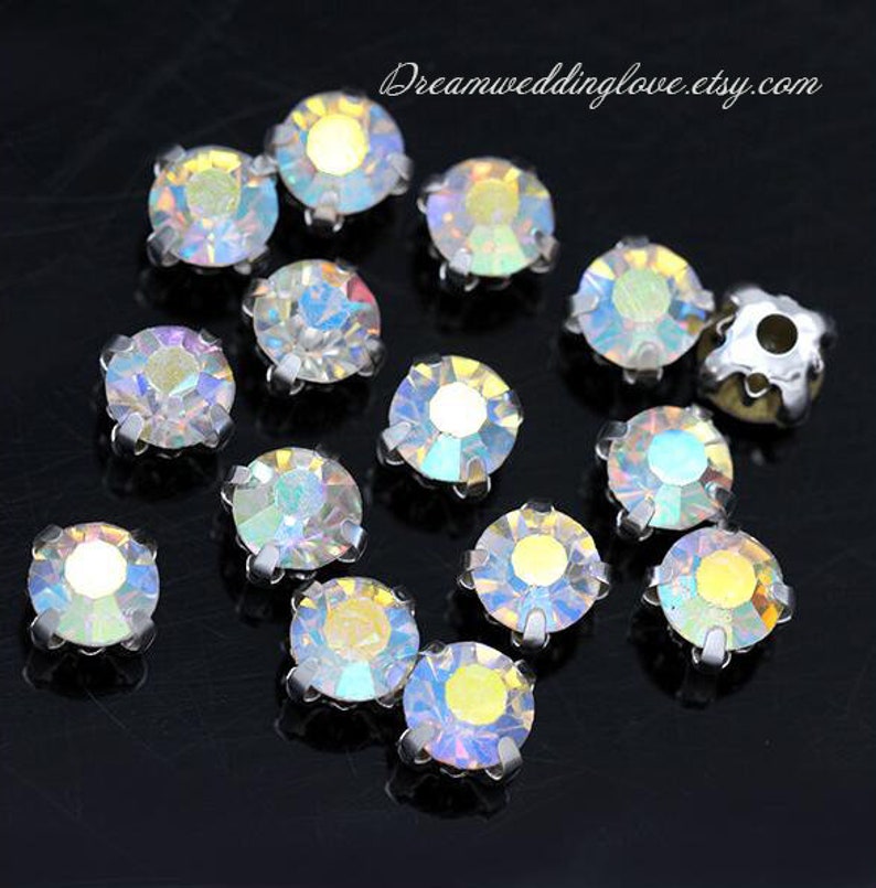 4mm Chaton montees Rhinestones Sliver set sew on glass Etsy