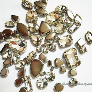 Sew on Rhinestones beads Crystal Clear Glass Teardrop Oval Octagon Marquise silver shadow Rhinestones settings /Wedding Supplies image 8