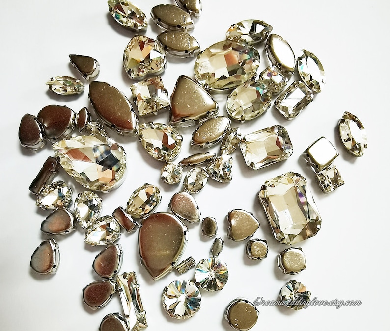 Mix Size Clear Sew on Rhinestones Beads --crystal Clear Glass Teardrop ...