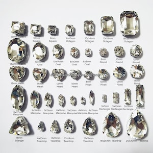 Sew on  Rhinestones beads --Crystal Clear Glass Teardrop Oval Octagon Marquise silver shadow  Rhinestones settings /Wedding Supplies