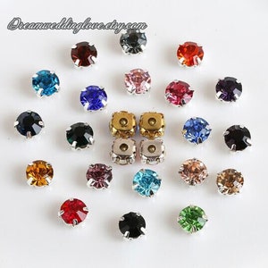 Cuentas de cristal AB Montee de 3 mm, 4 mm, 5 mm y 6 mm, redondas, para coser, con diamantes de imitación, engaste en garras de oro y plata, cuentas de cristal sueltas. imagen 4