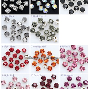 4mm Chaton montees Rhinestones Sliver set-- sew on glass Crystal beads Multicolors in Silver setting Craft Supplies image 2