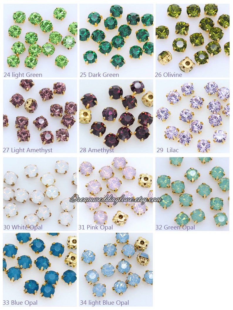 8mm Chaton Montees Rhinestones Gold Set Sew on Glass Crystal Etsy