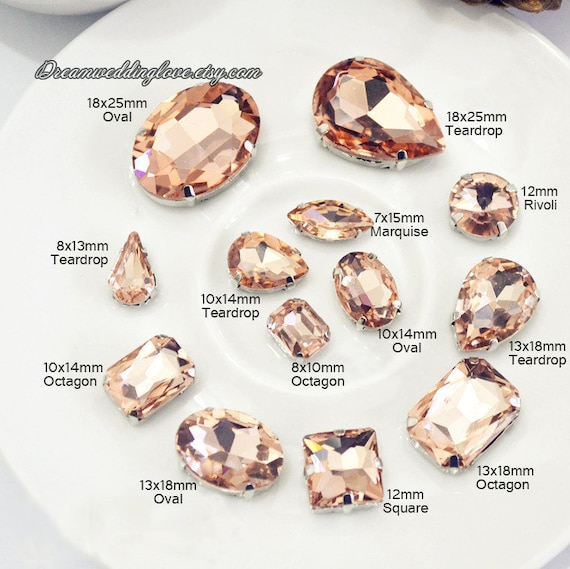 2 Gouttes strass 13 x 18 MM en pêche