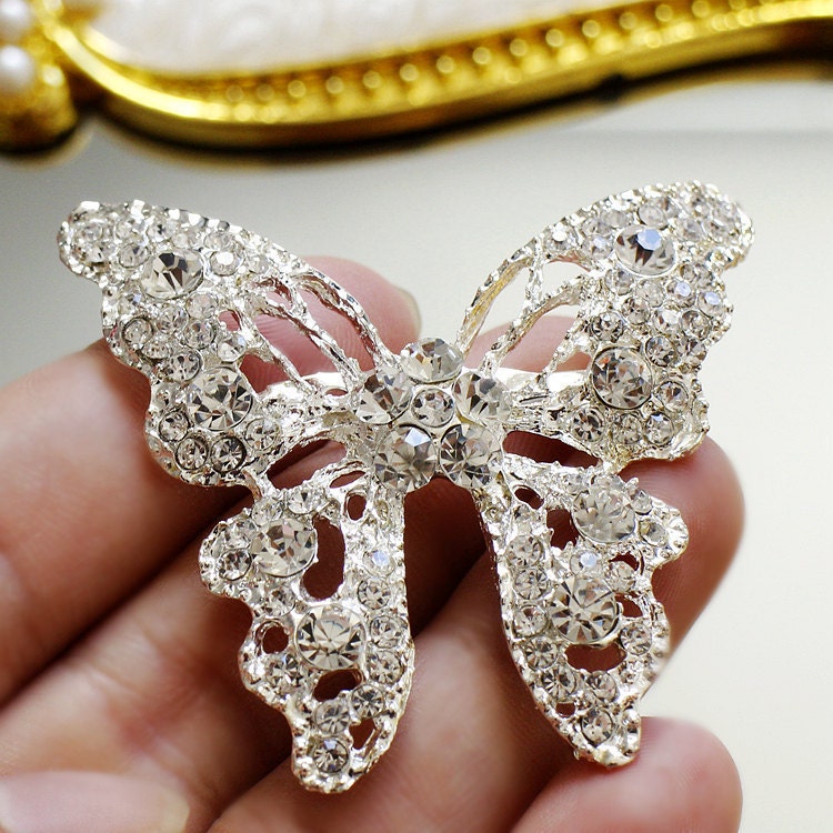 Butterfly Rhinestone Brooch pin Embellishment Crystal Clear | Etsy