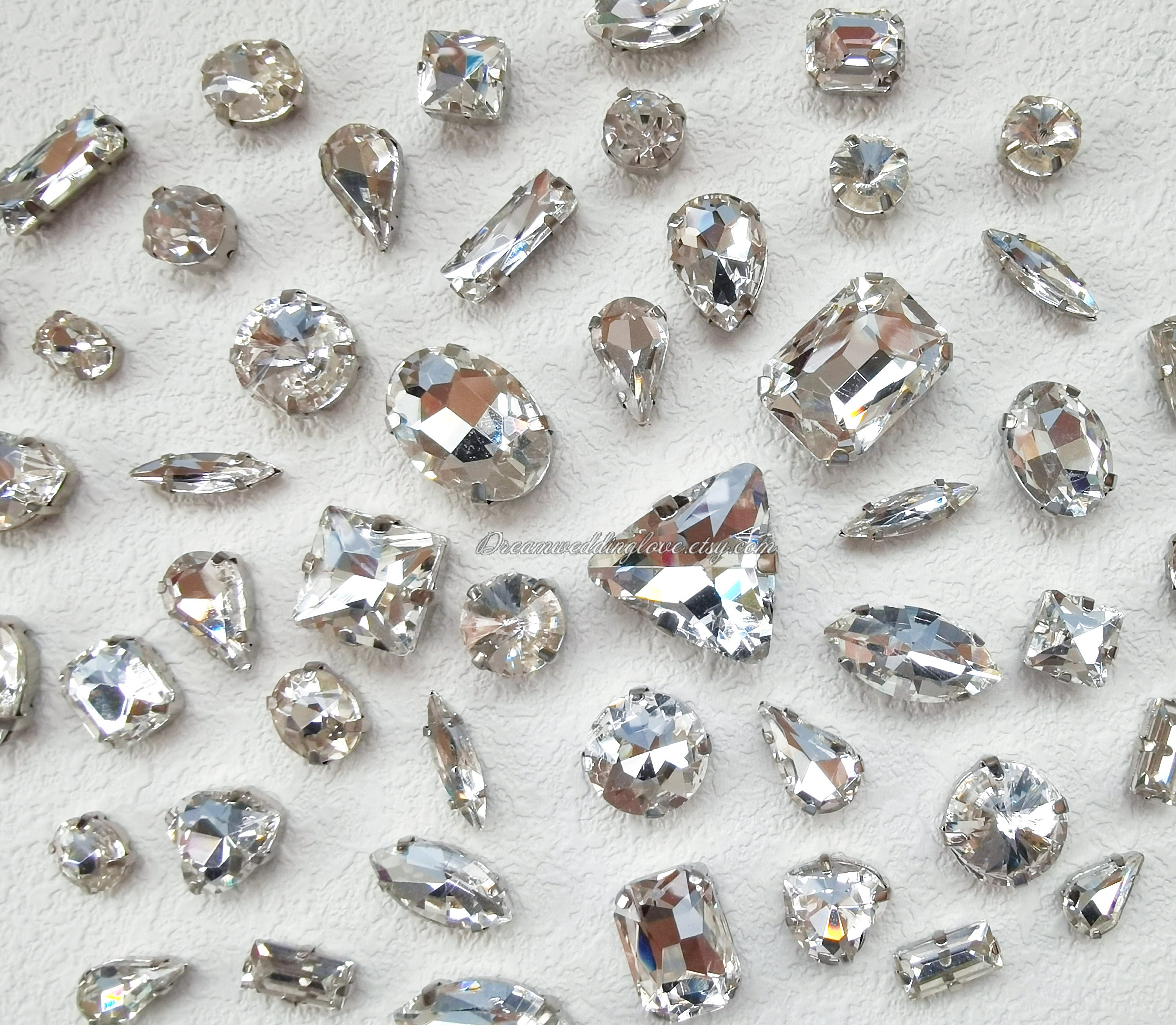 Mix Size Clear Sew on Rhinestones Beads --crystal Clear Glass Teardrop ...