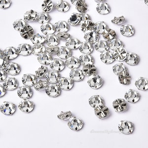 Clear Crystal Roses Montees, 4mm SS16, 5mm SS22 Preciosa Crystal Rose Montees , Diamantes in Clasps, Rosemonts Sew-On Crystal Rhinestone
