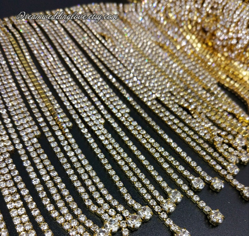 Rhinestone Trim fringe Rhinestone Chain overlength Etsy