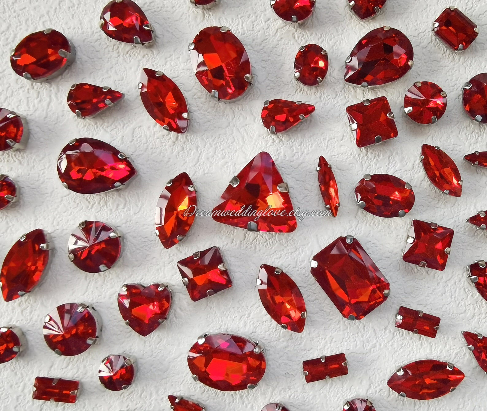 Red Rhinestone Siam Sew on Rhinestones--red Glass Teardrop Oval Octagon Marquise ...