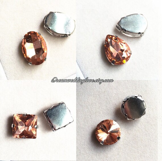 2 Gouttes strass 13 x 18 MM en pêche