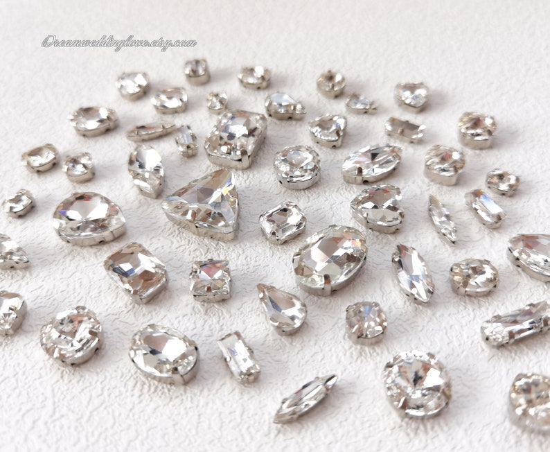 Mix Size Clear Sew on Rhinestones Beads --crystal Clear Glass Teardrop ...