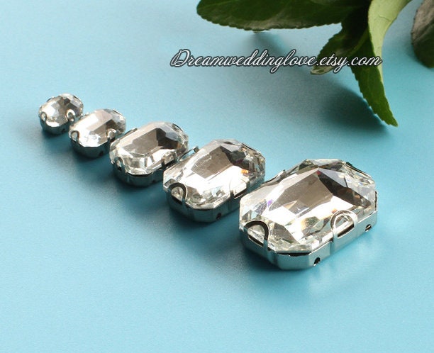 OLYCRAFT 100pcs Sew On Rhinestones - Teardrop Clear Glass With Platinum Plated Claws, Mixed Sizes For Crafts