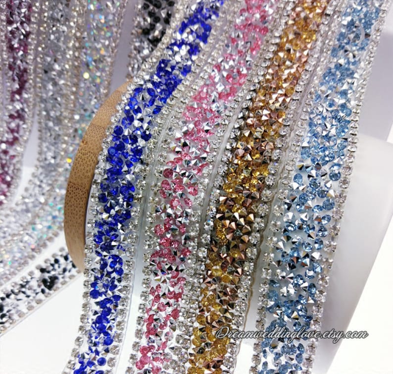 Thin Crystal Trimsclear Beaded Rhinestones Trim for Etsy
