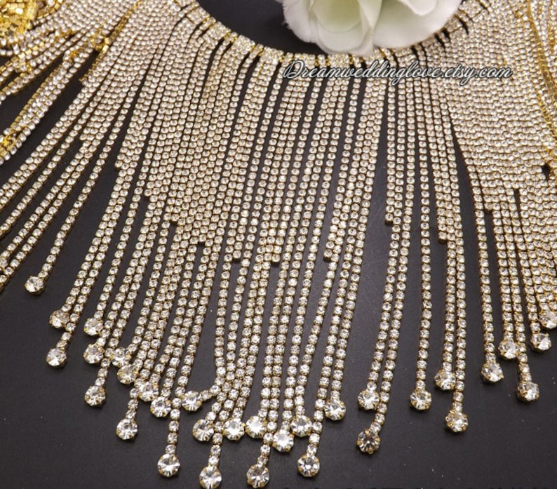 Rhinestone Trim fringe Rhinestone Chain overlength Etsy