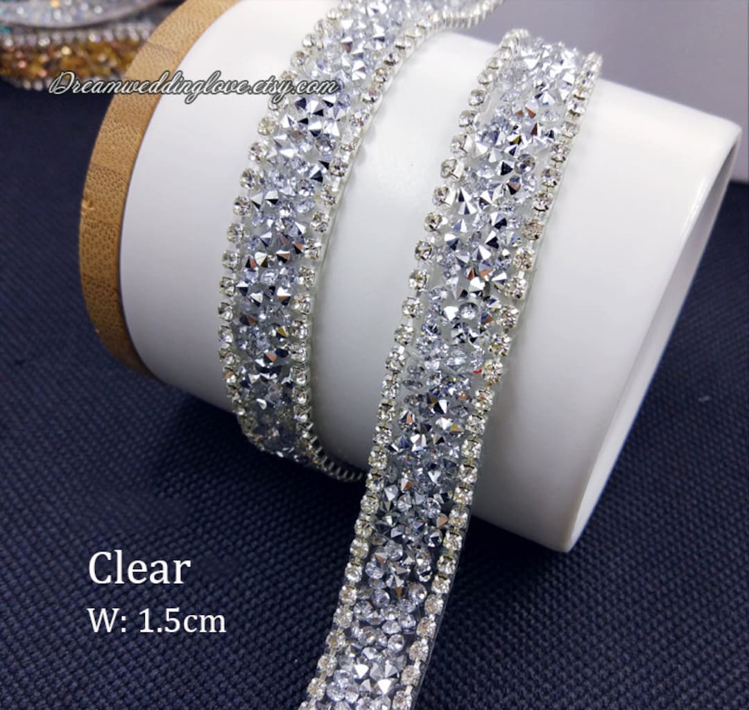 Thin Crystal Trims,clear Beaded Rhinestones Trim for Dress,pink,blue ...