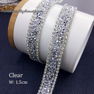 Thin Crystal Trims,clear Beaded rhinestones Trim for dress,Pink,blue, purple,black,gold  jewelry trim,  ,Crystal Applique of gown