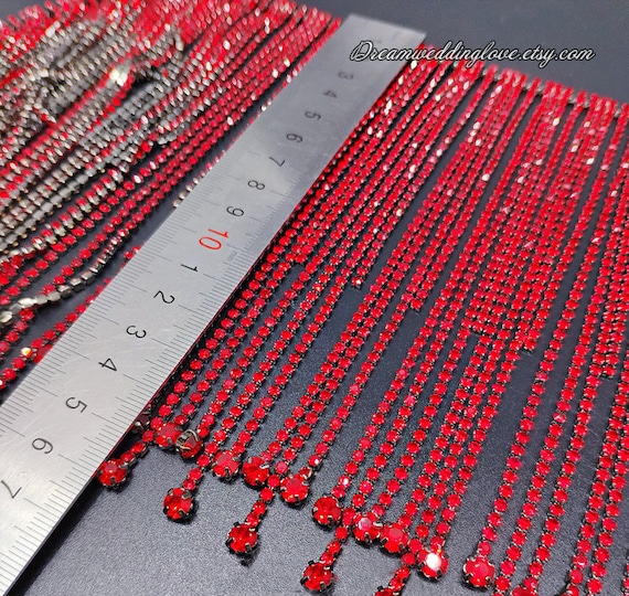 XINMILI 1 Yard Rhinestone Trim - Red Butterfly Crystal Chain For Dress & Wedding Embellishment