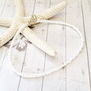 White Anklet/Ankle Bracelet, Boho Anklet, Beach Jewellery, Surf Jewellery, Bridal Jewellery, Summer Style, White Jewellery, White Beads image 5
