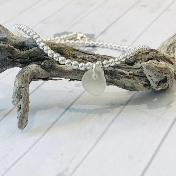 Sea Glass Anklet Sterling Silver Anklet ankle Bracelet Sea Glass