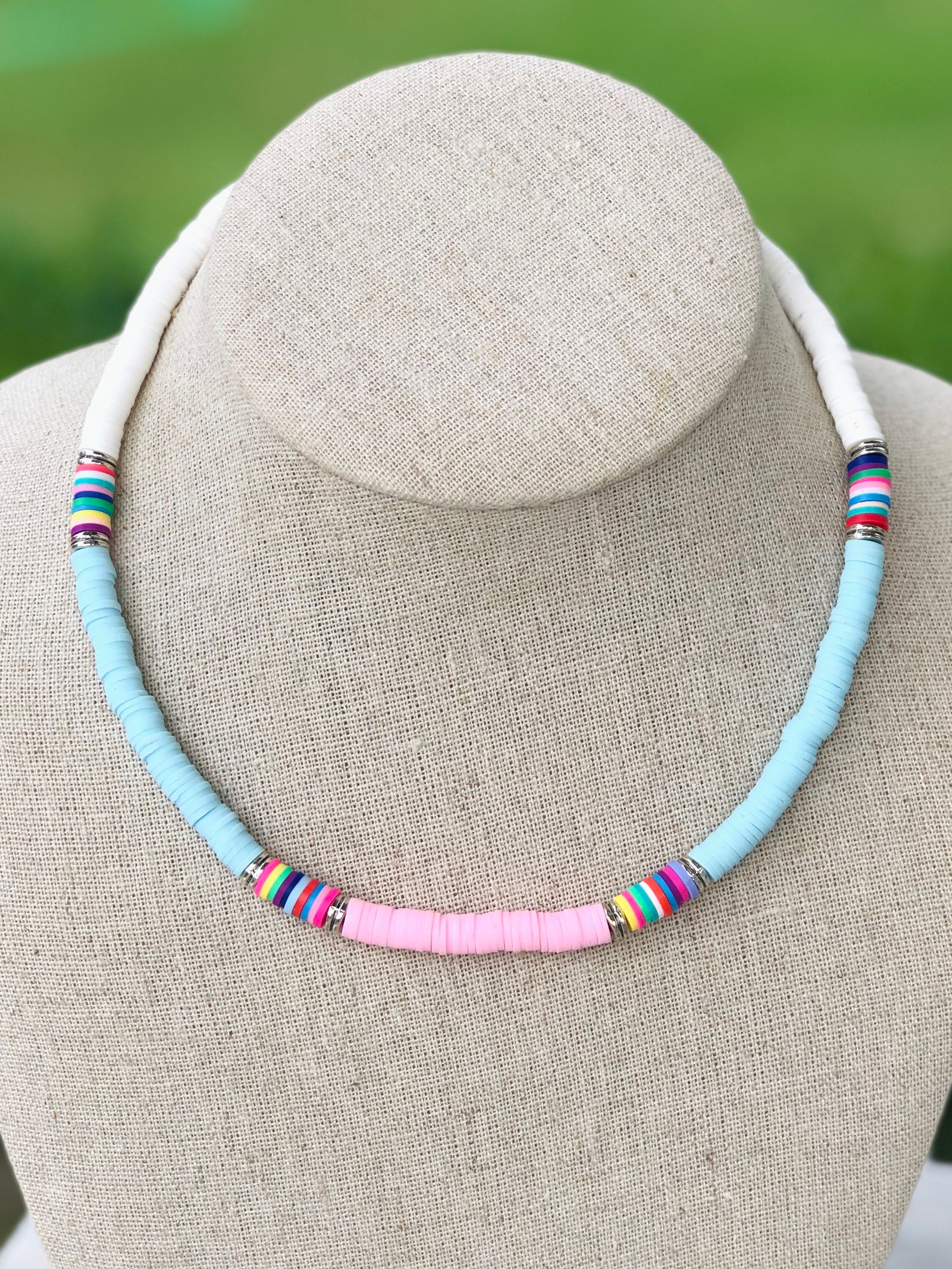 Heishi Bead Necklace Multi Colour Bohemian Necklace Outer Etsy UK