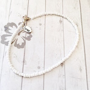 White Anklet/Ankle Bracelet, Boho Anklet, Beach Jewellery, Surf Jewellery, Bridal Jewellery, Summer Style, White Jewellery, White Beads image 8