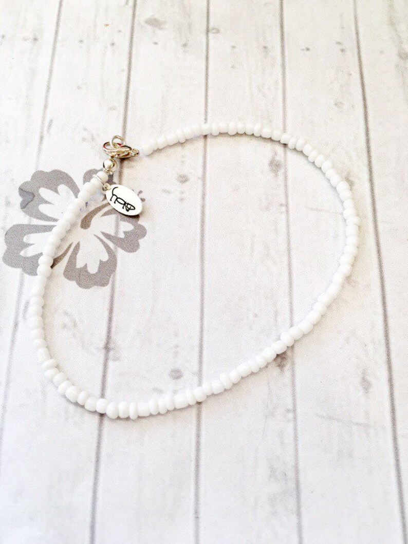 White Anklet/Ankle Bracelet, Boho Anklet, Beach Jewellery, Surf Jewellery, Bridal Jewellery, Summer Style, White Jewellery, White Beads image 8