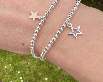 ブレスレット Mini Star Charm Bracelet #7934 Star Charm Bracelet, Sterling Silver Bracelet, Open Star