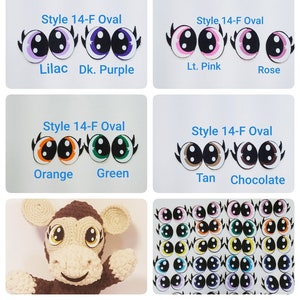 Pack of 6 Safety Eyes kawaii Hand-painted Color-shifting for Amigurumi,  Taxidermy, Beanie Boos, Plushies, Stuffed Toys 
