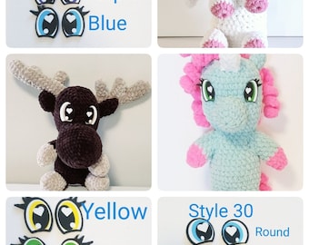 Style 30, 3 or 5 sets 1"-2"(25mm-51mm) Style 30 Felt Eyes for Amigurumi Plushies