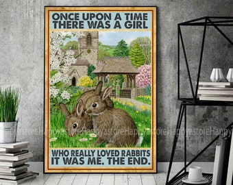 There Was A Girl Who Loved Tea And Rabbits Vintage Wall Decor Poster No Frame 