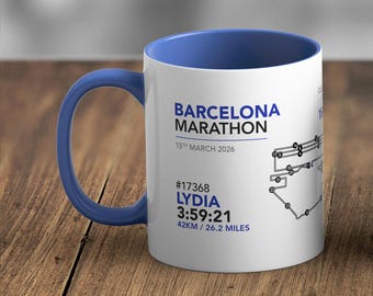 Personalised Barcelona Marathon Route Mug Memento/Souvenir