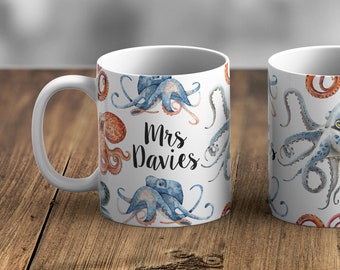 Personalised Watercolour Octopus Mug