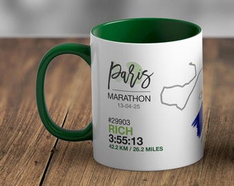 Personalised Paris Marathon Route Mug Memento/Souvenir
