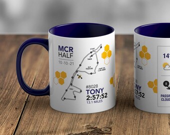 Personalised MCR Manchester Half Marathon Route Mug Memento/Souvenir