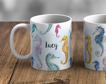 Personalised Watercolour Seahorse Mug