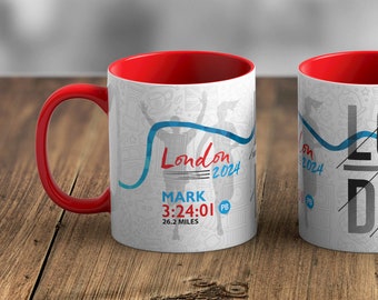 London 26.2 Personalised Marathon Mug  – Route Map Gift, Custom Runner Coffee Cup, Marathon Finisher Present