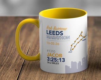 Personalised Leeds Marathon & Half Marathon Route Mug Memento/Souvenir