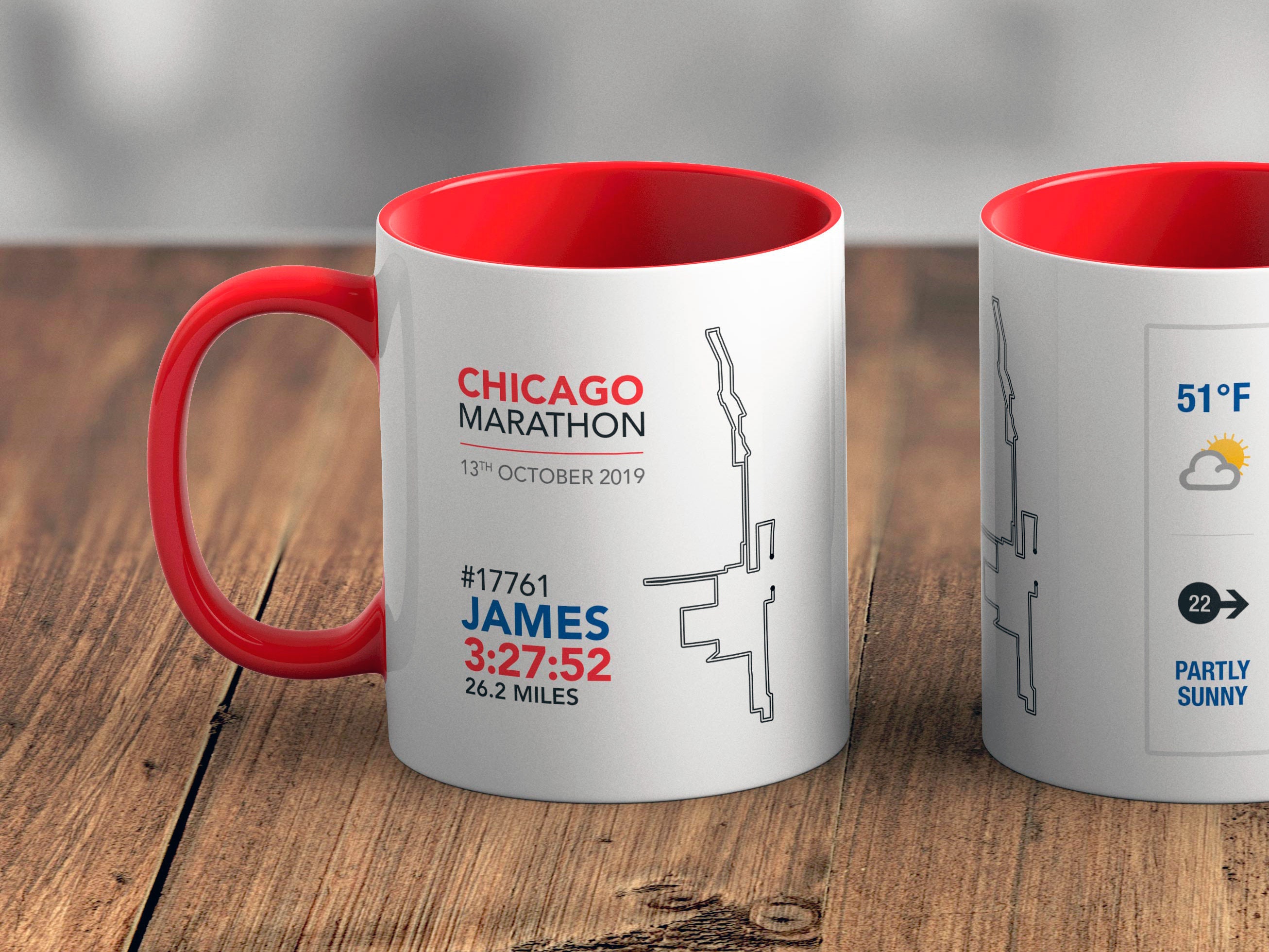 Personalised Chicago Marathon Route Mug Memento/Souvenir Etsy