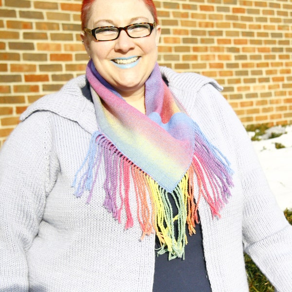 Rainbow Fade Cowl - PDF weaving pattern for rigid heddle loom