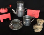 Vintage 1950s Childs Coffee Set, French Tea Set, Miniature Tea Set, La Dinette de Poulbot