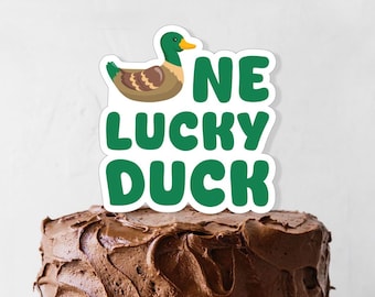 One Luck Duck Cake Topper - Druckbare 1. Geburtstag Stockente Party Dekoration - Kleine Enten-Geburtstagsparty - Jagd-Dekor - 0186