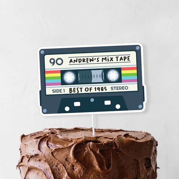 Kassette Cake Topper - Printable Personalisierte Best of Mix Tape Geburtstag Party Tortendekoration - Individuell 80er 90er Retro Party Dekor - 0058