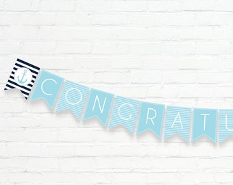 Nautical Congratulations Bunting Banner - Printable Baby Shower Banner - Baby Boy decor - Instant Download - NBS1