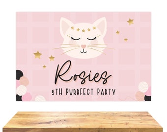 Cat Party Backdrop - Printable Kitty Cat Purrfect 1st Birthday Party Poster - Customized Are You Kitten Me Right Meow Background Sign - 0061