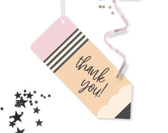 Pencil Thank You Tag - Printable End of Year Teacher Tag - Last Day of School Pencil Labels - Teacher Appreciation Favour Gift - AUG2021